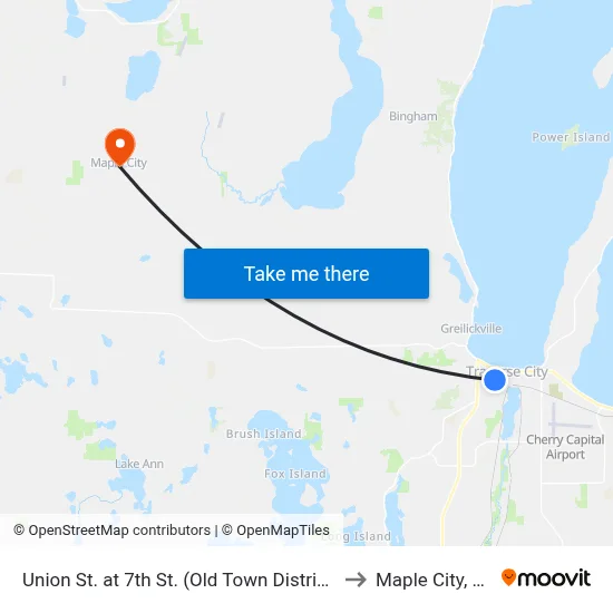 Union St. at 7th St. (Old Town District) to Maple City, MI map