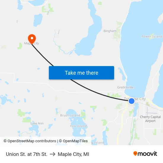 Union St. at 7th St. to Maple City, MI map