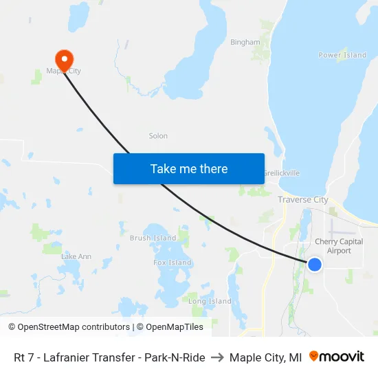 Rt 7 - Lafranier Transfer - Park-N-Ride to Maple City, MI map