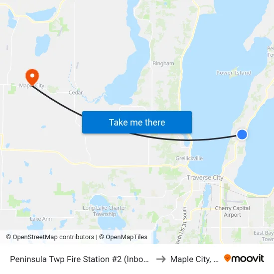 Peninsula Twp Fire Station #2 (Inbound) to Maple City, MI map