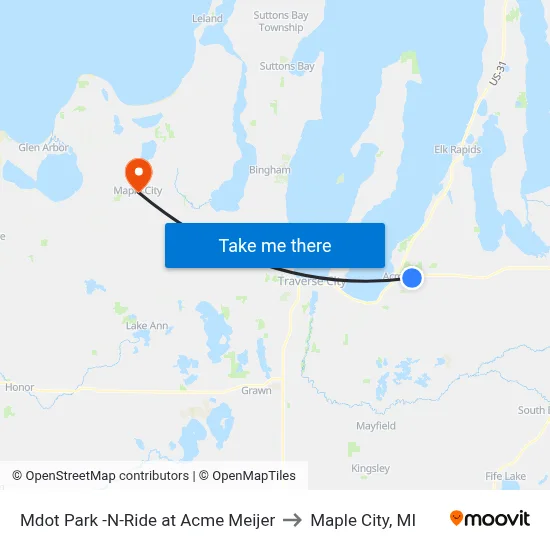 Mdot Park -N-Ride at Acme Meijer to Maple City, MI map