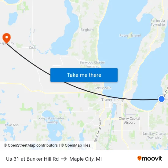 Us-31 at Bunker Hill Rd to Maple City, MI map