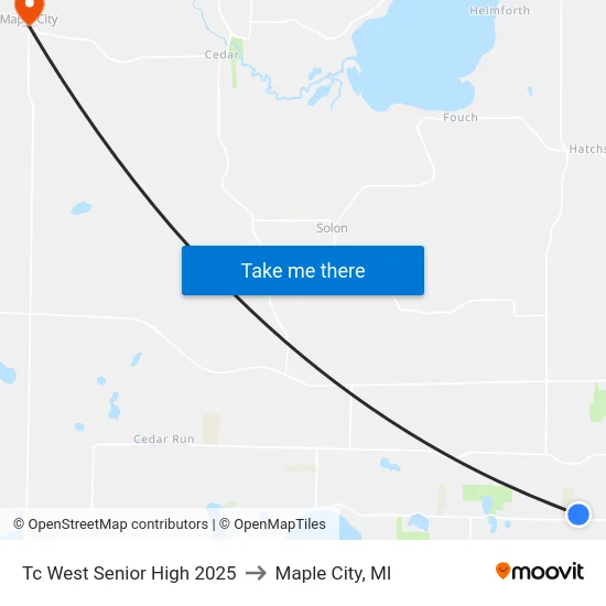 Tc West Senior High 2025 to Maple City, MI map