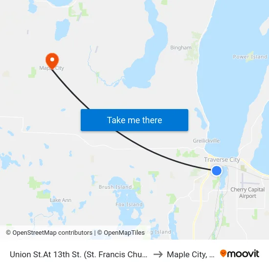 Union St.At 13th St. (St. Francis Church) to Maple City, MI map