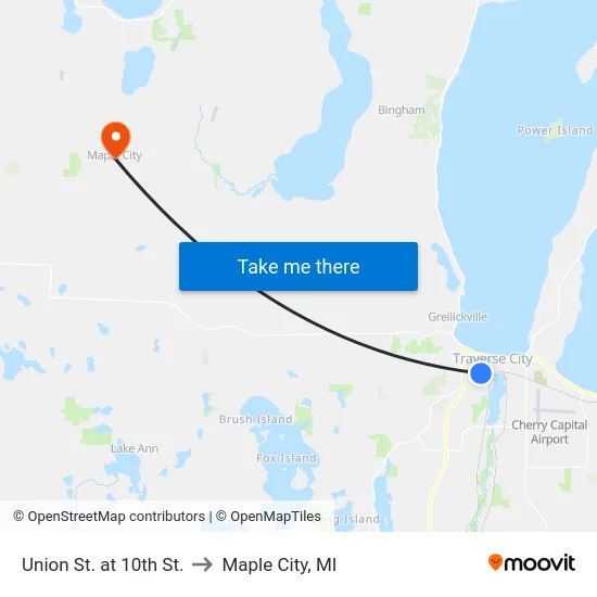 Union St. at 10th St. to Maple City, MI map