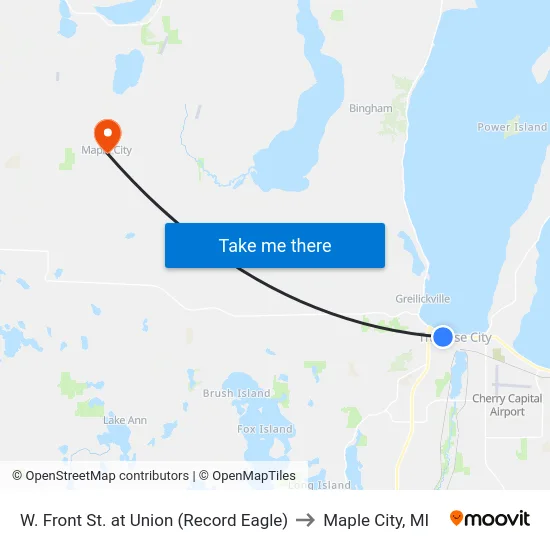 W. Front St. at Union (Record Eagle) to Maple City, MI map