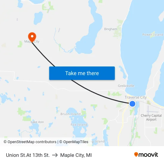 Union St.At 13th St. to Maple City, MI map