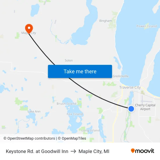 Keystone Rd. at Goodwill Inn to Maple City, MI map