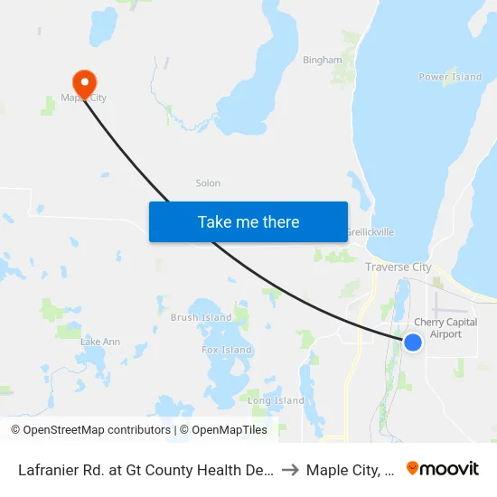 Lafranier Rd. at Gt County Health Dept. to Maple City, MI map