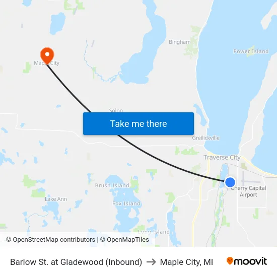 Barlow St. at Gladewood (Inbound) to Maple City, MI map