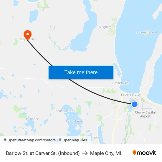 Barlow St. at Carver St. (Inbound) to Maple City, MI map