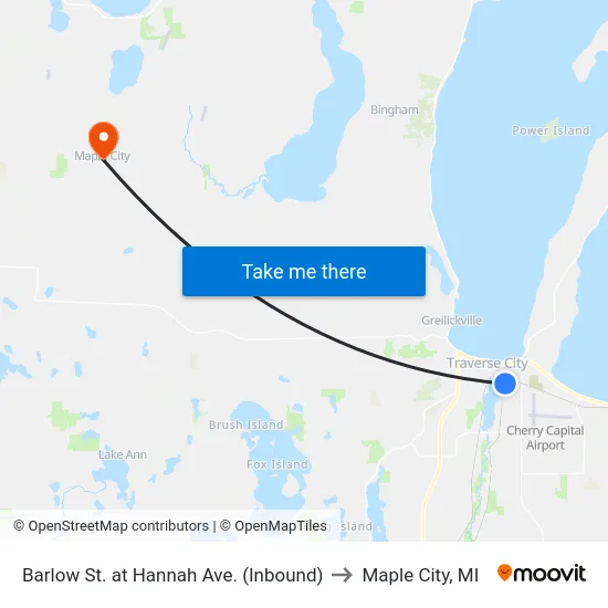 Barlow St. at Hannah Ave. (Inbound) to Maple City, MI map