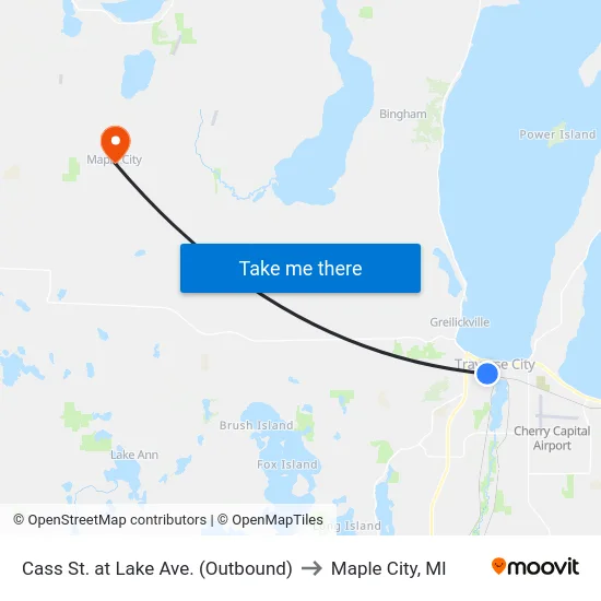 Cass St. at Lake Ave. (Outbound) to Maple City, MI map