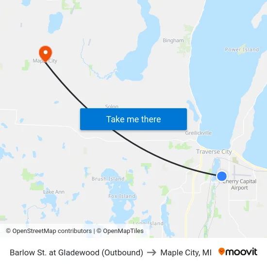 Barlow St. at Gladewood (Outbound) to Maple City, MI map