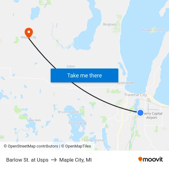 Barlow St. at Usps to Maple City, MI map