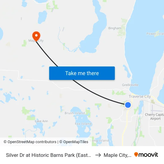 Silver Dr at Historic Barns Park (Eastbound) to Maple City, MI map