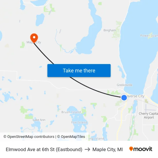 Elmwood Ave at 6th St (Eastbound) to Maple City, MI map