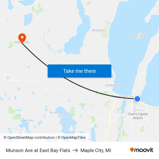 Munson Ave at East Bay Flats to Maple City, MI map