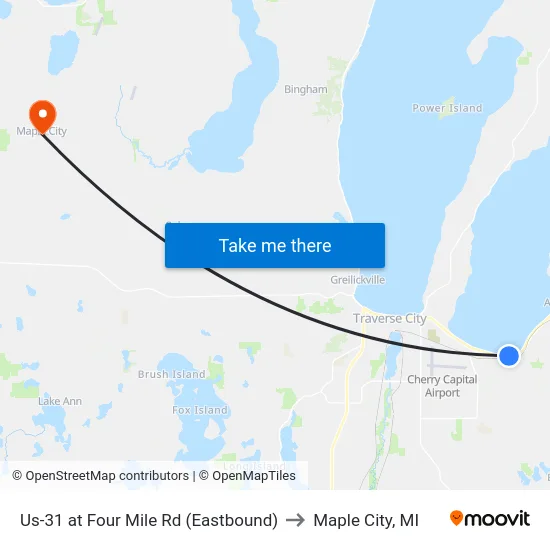 Us-31 at Four Mile Rd (Eastbound) to Maple City, MI map
