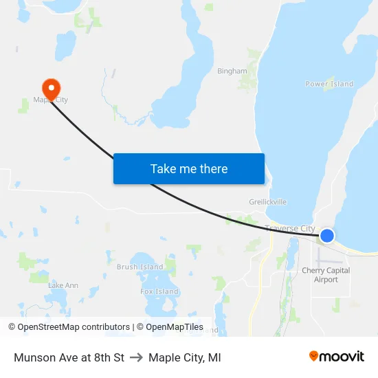 Munson Ave at 8th St to Maple City, MI map