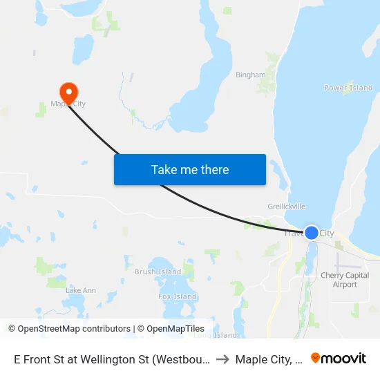 E Front St at Wellington St (Westbound) to Maple City, MI map