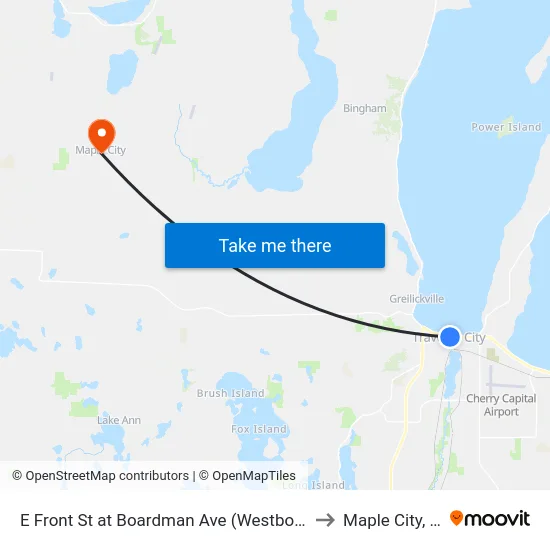 E Front St at Boardman Ave (Westbound) to Maple City, MI map