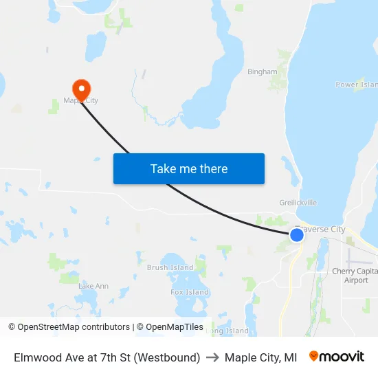 Elmwood Ave at 7th St (Westbound) to Maple City, MI map