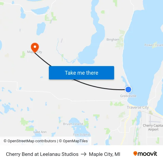Cherry Bend at Leelanau Studios to Maple City, MI map