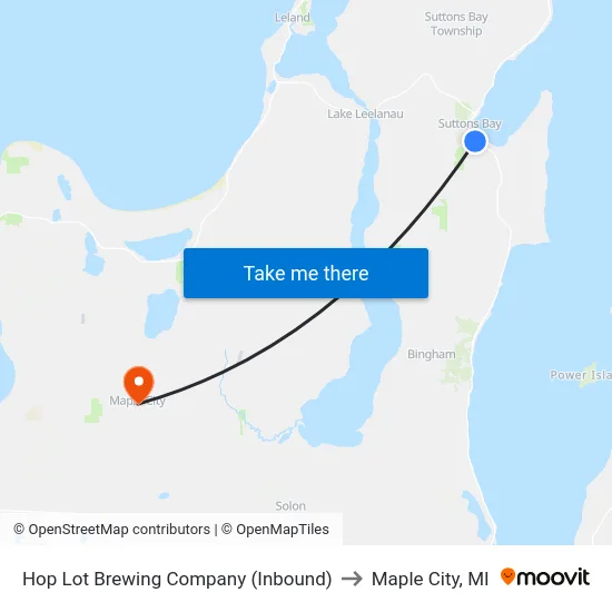Hop Lot Brewing Company (Inbound) to Maple City, MI map