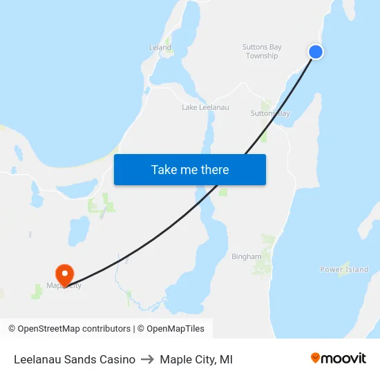 Leelanau Sands Casino to Maple City, MI map