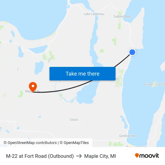 M-22 at Fort Road (Outbound) to Maple City, MI map