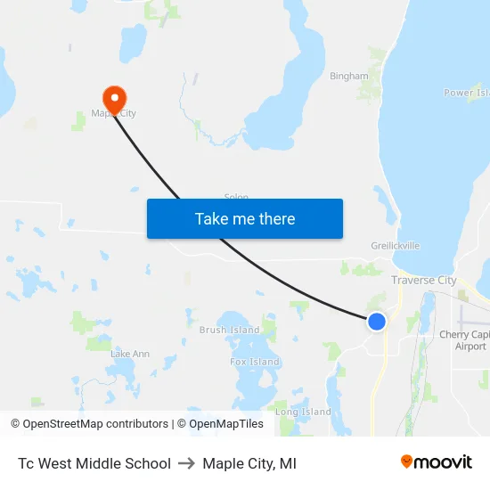 Tc West Middle School to Maple City, MI map
