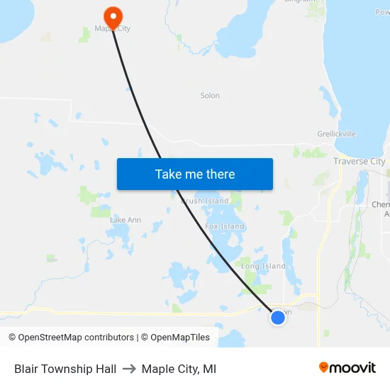 Blair Township Hall to Maple City, MI map
