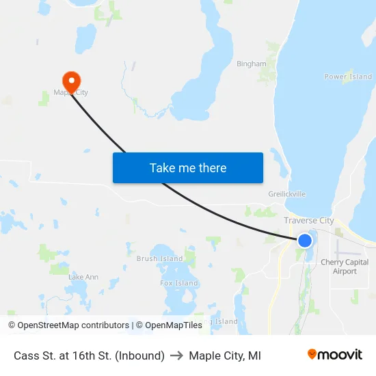 Cass St. at 16th St. (Inbound) to Maple City, MI map