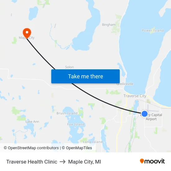Traverse Health Clinic to Maple City, MI map