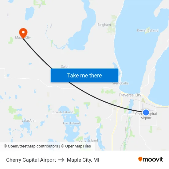 Cherry Capital Airport to Maple City, MI map