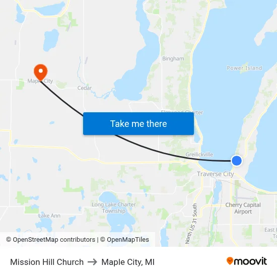 Mission Hill Church to Maple City, MI map