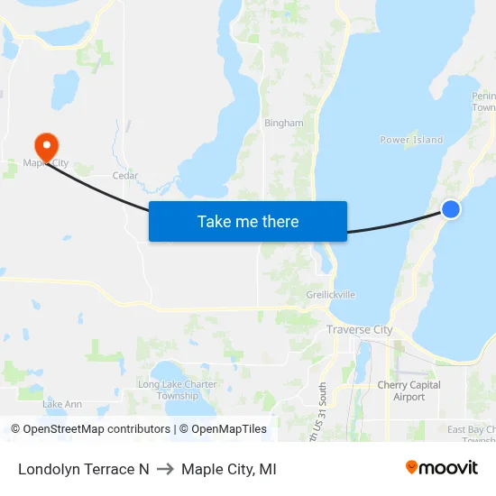 Londolyn Terrace N to Maple City, MI map