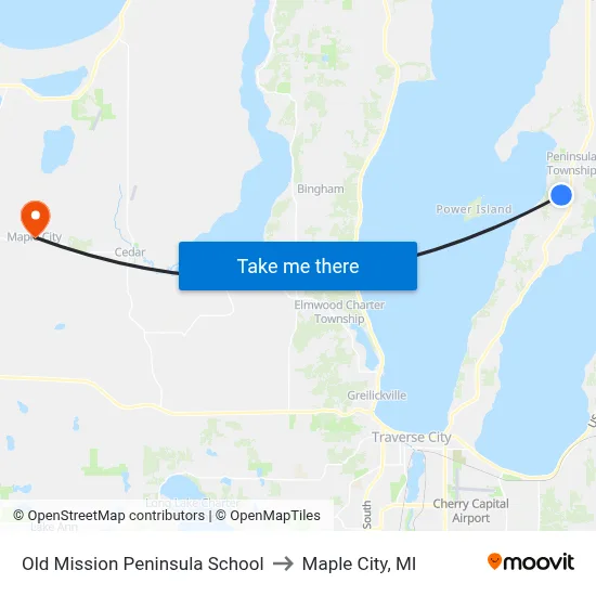 Old Mission Peninsula School to Maple City, MI map