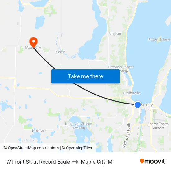 W Front St. at Record Eagle to Maple City, MI map