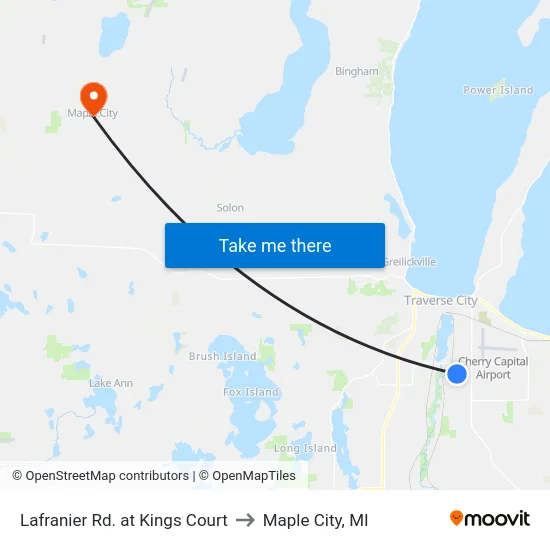 Lafranier Rd. at Kings Court to Maple City, MI map
