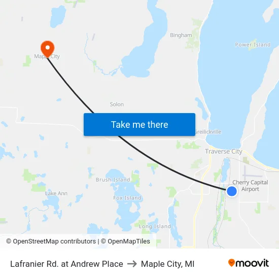 Lafranier Rd. at Andrew Place to Maple City, MI map