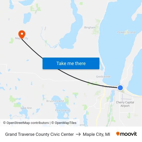 Grand Traverse County Civic Center to Maple City, MI map
