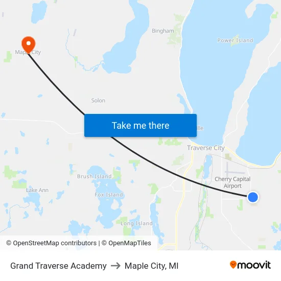 Grand Traverse Academy to Maple City, MI map
