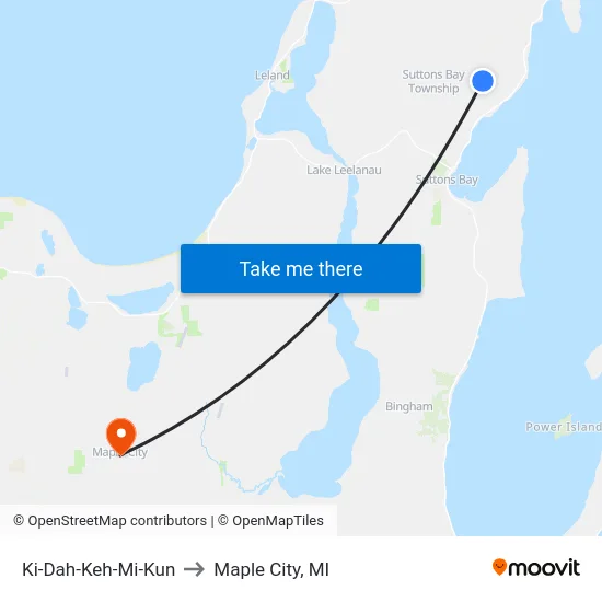 Ki-Dah-Keh-Mi-Kun to Maple City, MI map