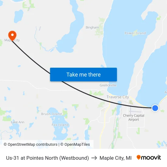 Us-31 at Pointes North (Westbound) to Maple City, MI map