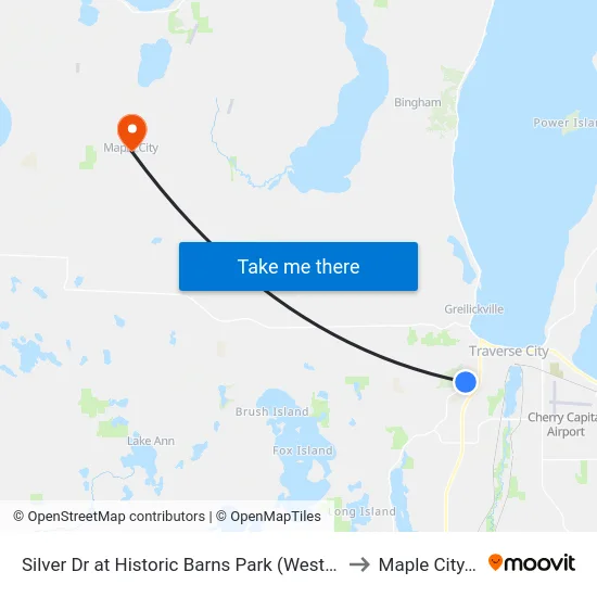 Silver Dr at Historic Barns Park (Westbound) to Maple City, MI map