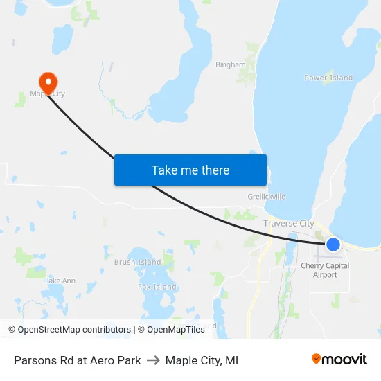 Parsons Rd at Aero Park to Maple City, MI map