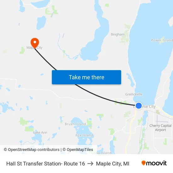 Hall St Transfer Station- Route 16 to Maple City, MI map