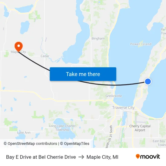 Bay E Drive at Bel Cherrie Drive to Maple City, MI map